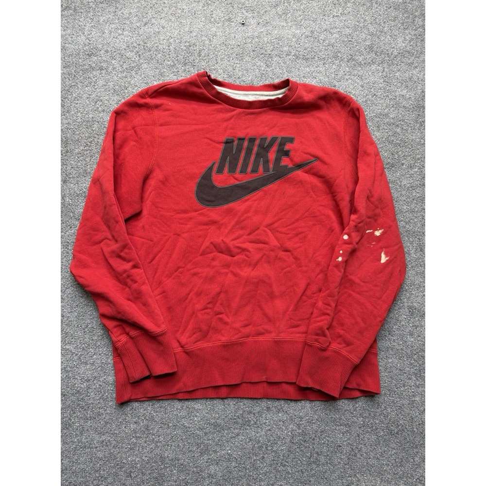 Nike Y2K Men's Crewneck Sweatshirt Size XL Red and Black‎ Long Sleeve Pullover
